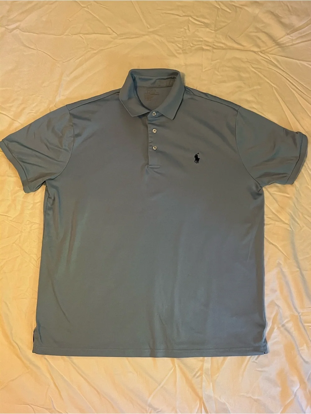 Polo by Ralph Lauren Men’s Sky Blue Performance Polo with Navy Logo